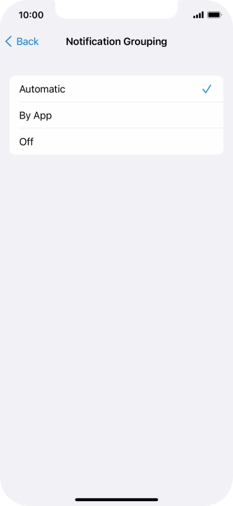 Press the required setting.