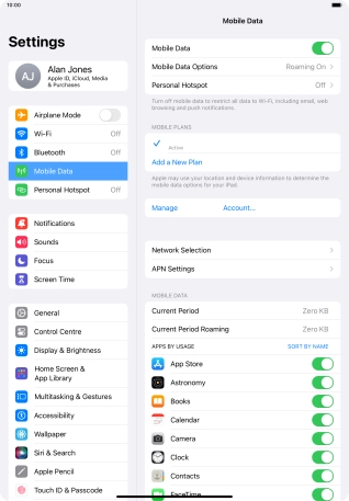 Press Mobile Data Options.