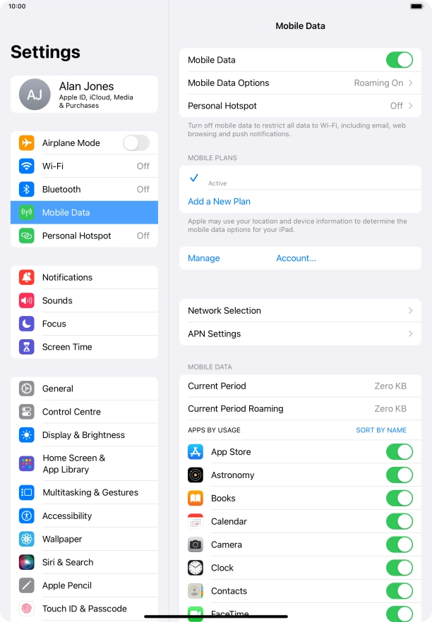 Press Mobile Data Options.