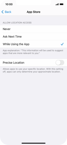 Press the required setting to turn the function on or off.