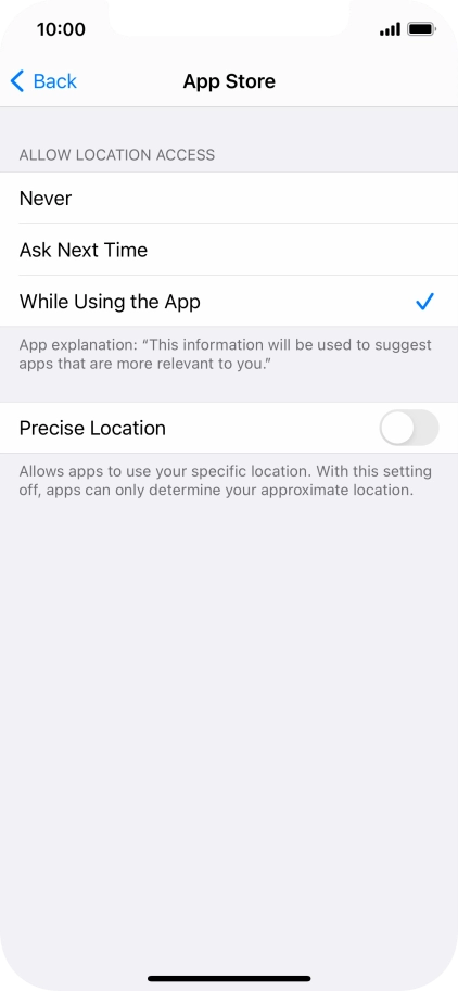 Press the required setting to turn the function on or off.