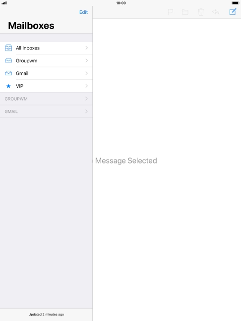 Press the required email account. Press the required email account.