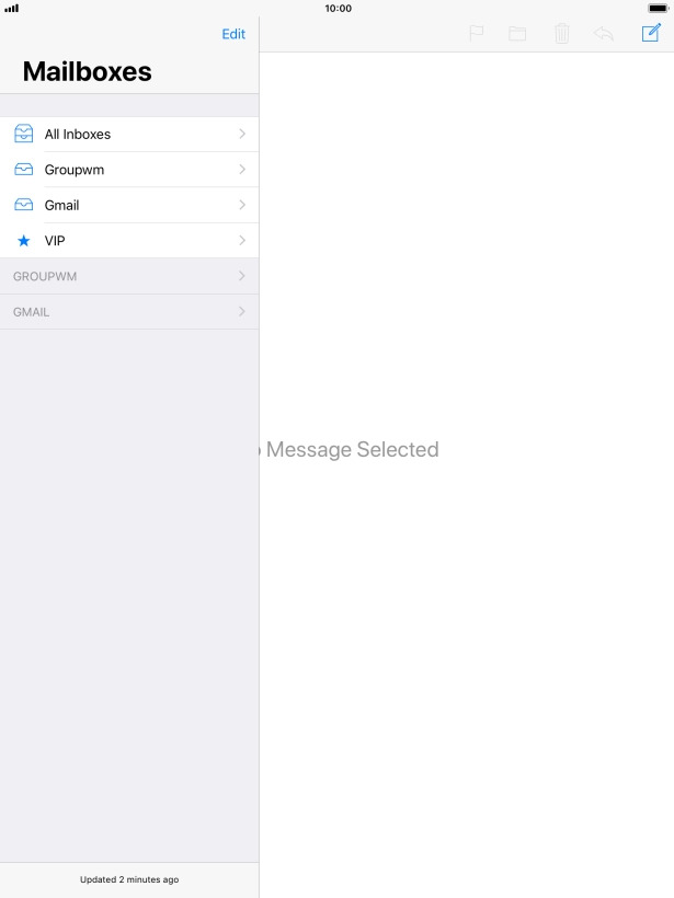 Press the required email account. Press the required email account.