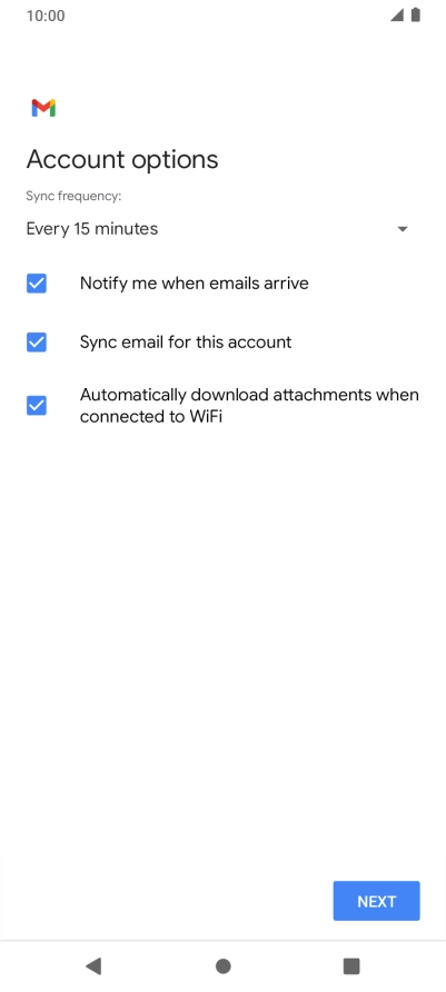 If this screen is displayed, you email account has been recognised and set up automatically. Follow the instructions on the screen to key in more information and finish setting up your phone.