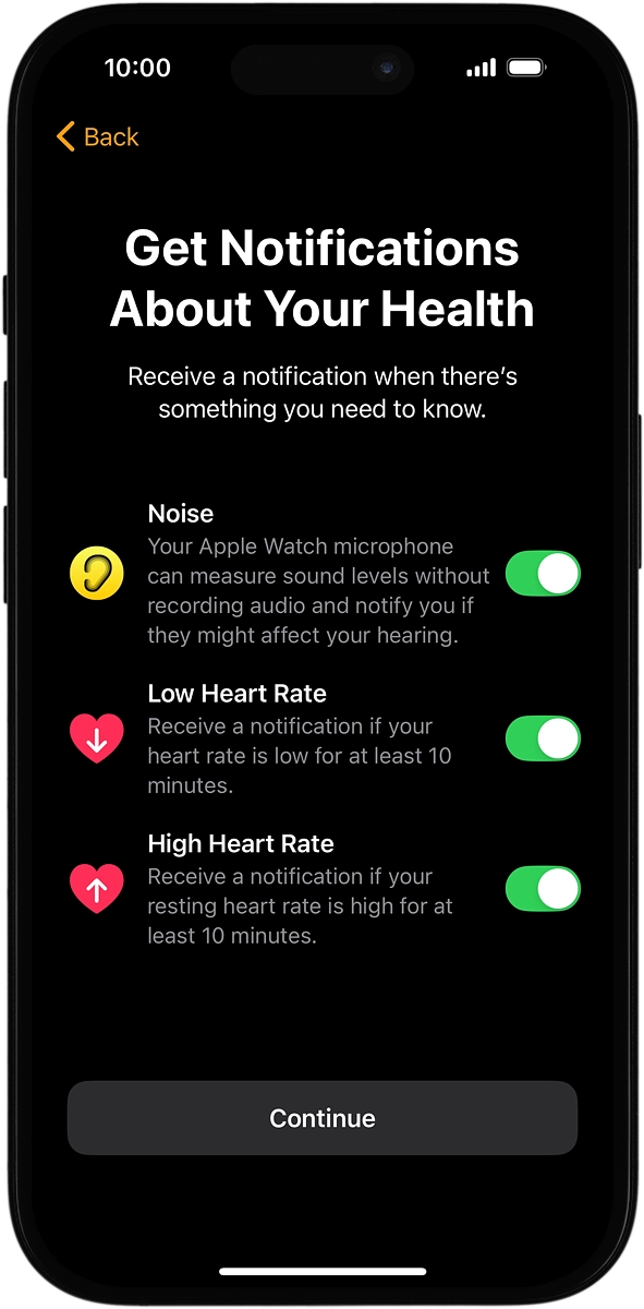 On your phone: Press the indicators to turn the required settings on or off.