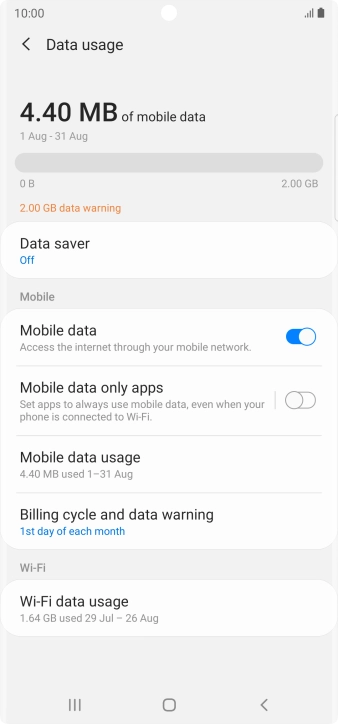 The total data usage is displayed.