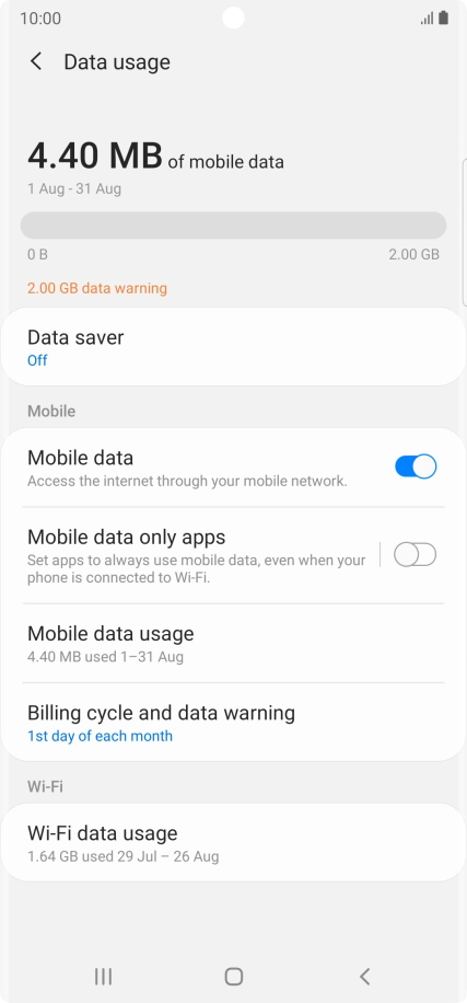 The total data usage is displayed.