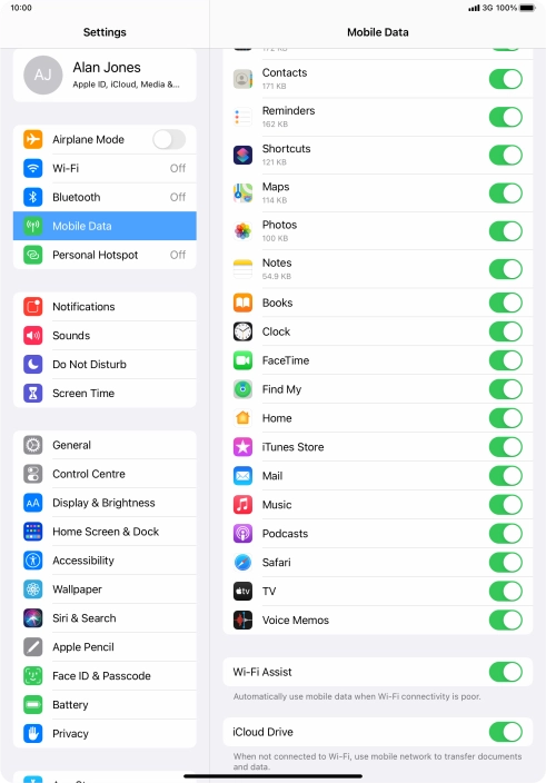 Press the indicator next to 