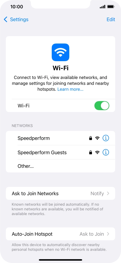 Press the required Wi-Fi network and key in the password for the Wi-Fi network.