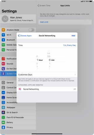 Press Customise Days.