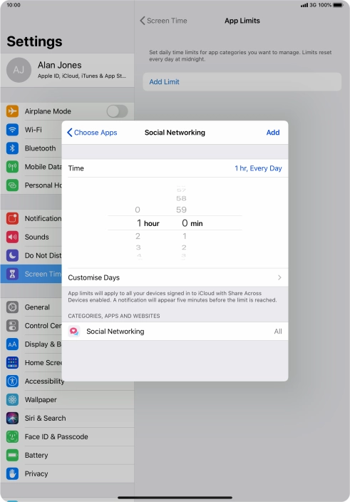 Press Customise Days.