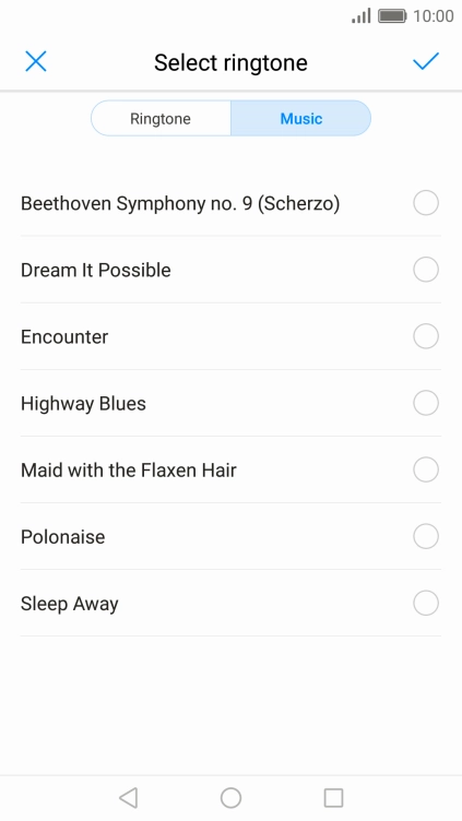 Press the required ring tone.