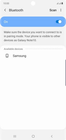 Press the required Bluetooth device and follow the instructions on the screen to pair the device with your phone.
