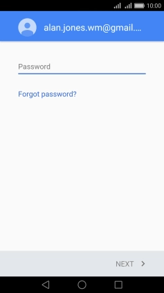 Press the text input field and key in the password for your Google account.