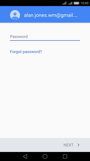 Press the text input field and key in the password for your Google account.