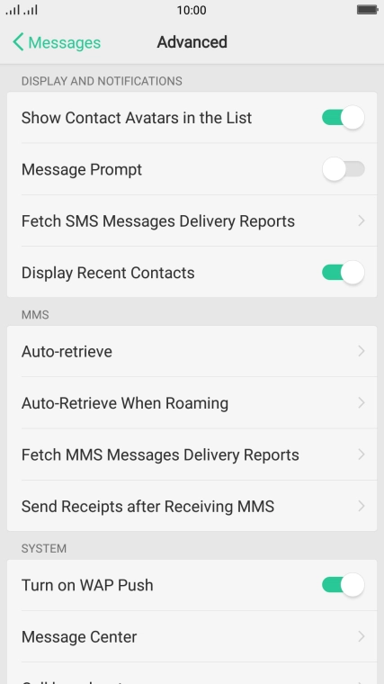 Press Message Center.