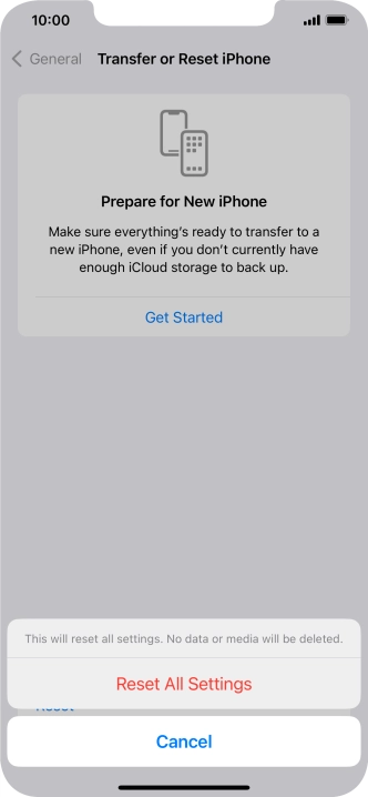 Press Reset All Settings.