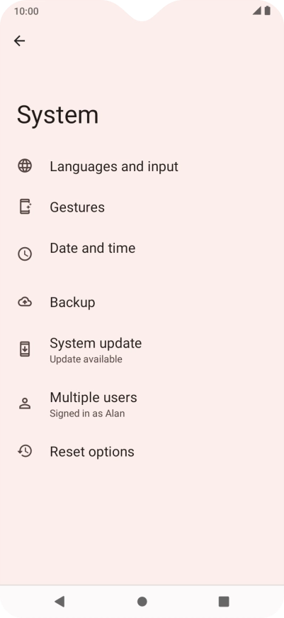 Press Reset options.