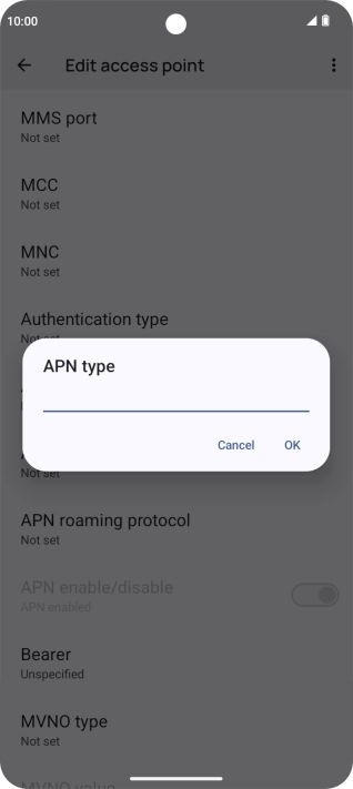 Key in default and press OK.