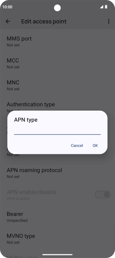Key in default and press OK.