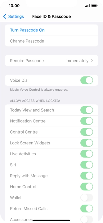 Press Turn Passcode On and key in a phone lock code of your own choice twice.