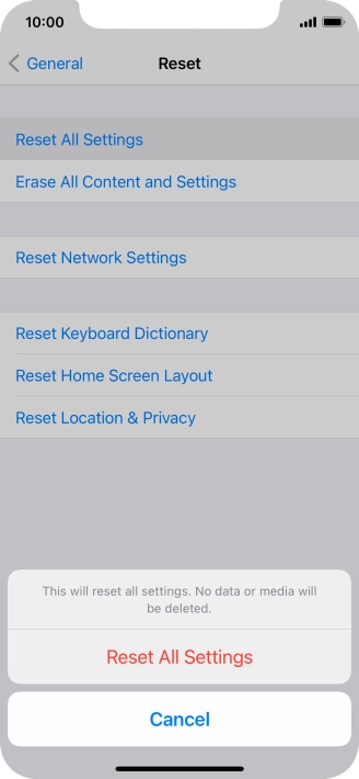 Press Reset All Settings.