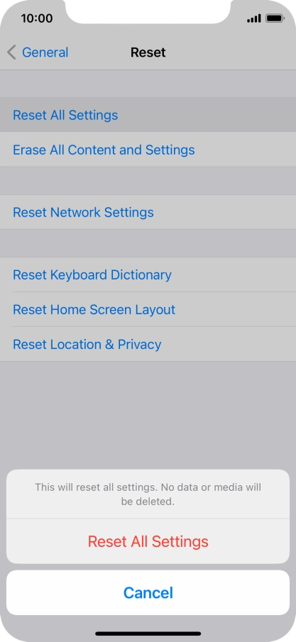 Press Reset All Settings.