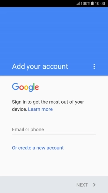 If you don't have a Google account, press Or create a new account and follow the instructions on the screen to create an account.