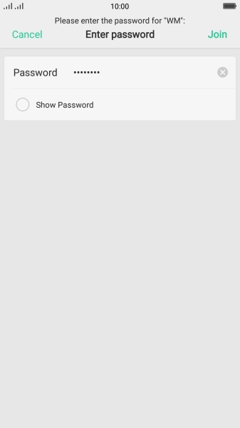 Key in the password for the Wi-Fi network and press Join.
