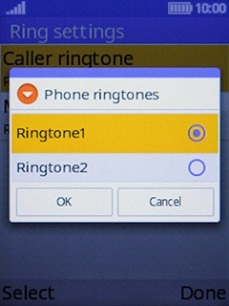Highlight the required ring tones to hear them.