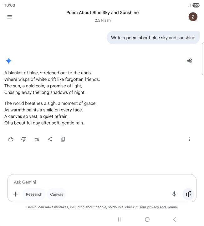You can ask Gemini to generate a text based on your description.