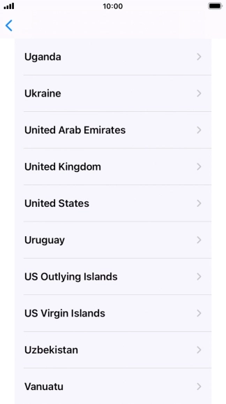 Press the required country or area.