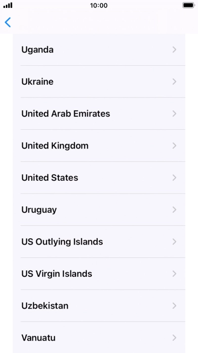 Press the required country or area.
