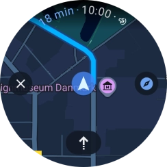 Press the route description icon to return to the directions. Press the route description icon to return to the directions.