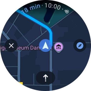 Press the route description icon to return to the directions. Press the route description icon to return to the directions.