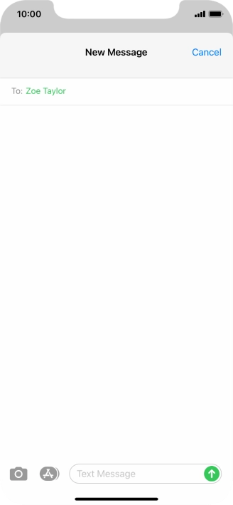 Press the text input field and write the text for your text message.