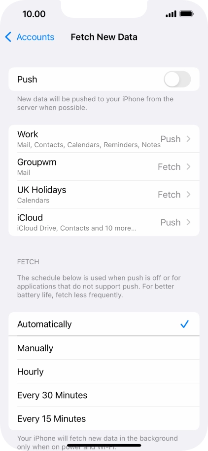 If you turn off the function, press the required setting.
