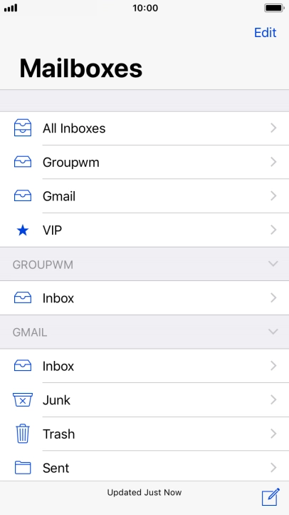 Press the required email account.