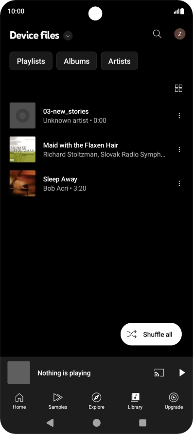 Press the required audio file.