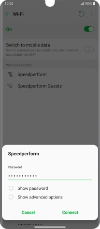 Key in the password for the Wi-Fi network and press Connect.