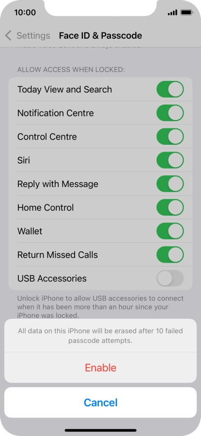 If you turn on the function, press Enable.