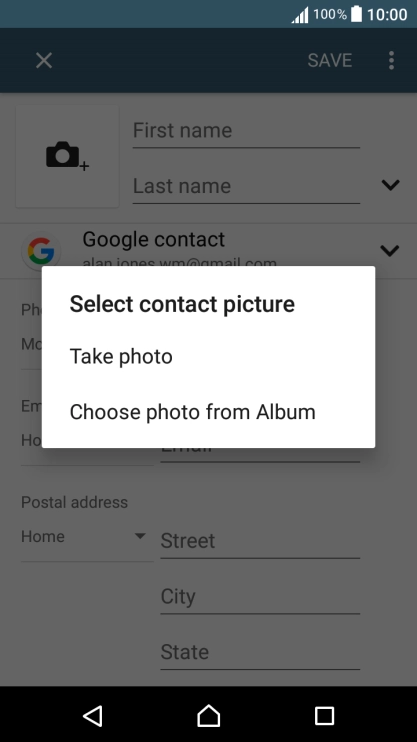 Press Choose photo from Album and go to the required folder.