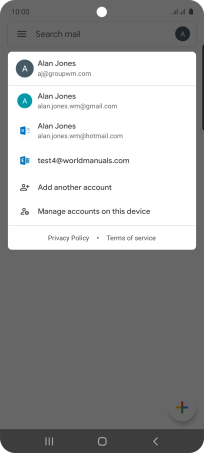 Press the required email account.