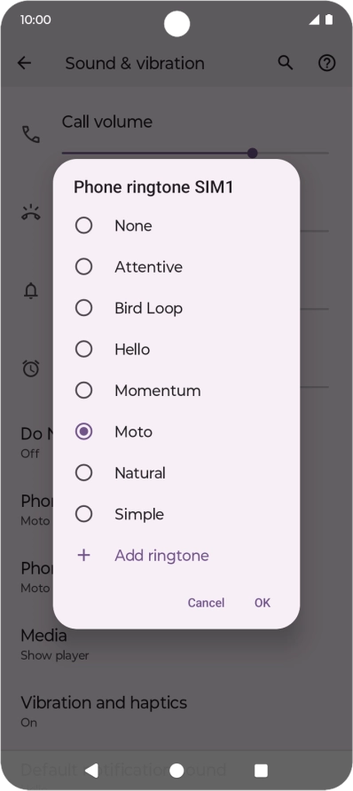 Press the required ring tones to hear them.