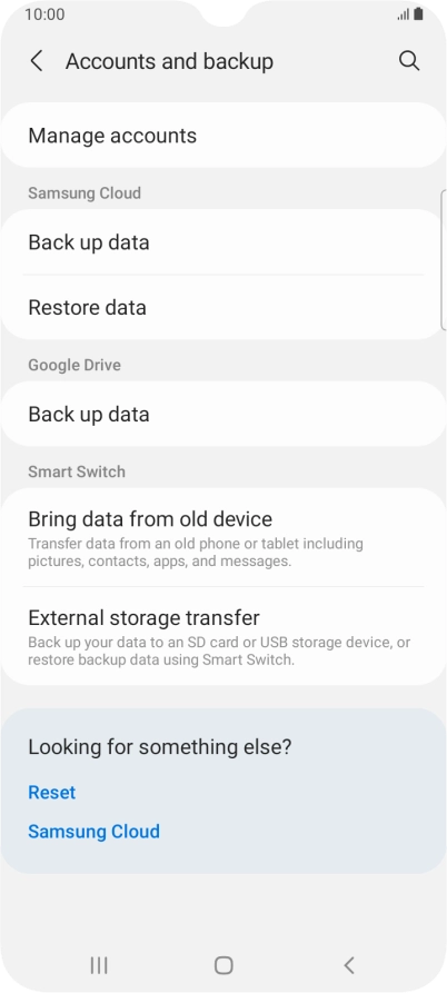 Press Manage accounts.
