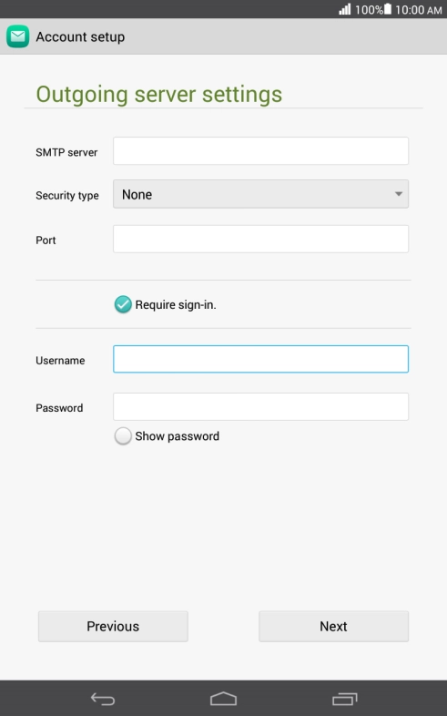 If you turn on SMTP authentication, press the field next to 
