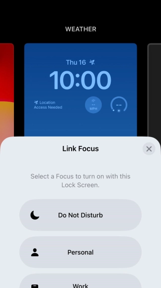 Press the required focus mode.