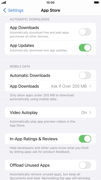 Press the indicators next to the required content types to turn the function on or off.