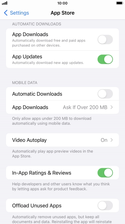 Press the indicators next to the required content types to turn the function on or off.
