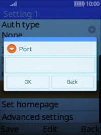 Key in 8080 and press the Left selection key.